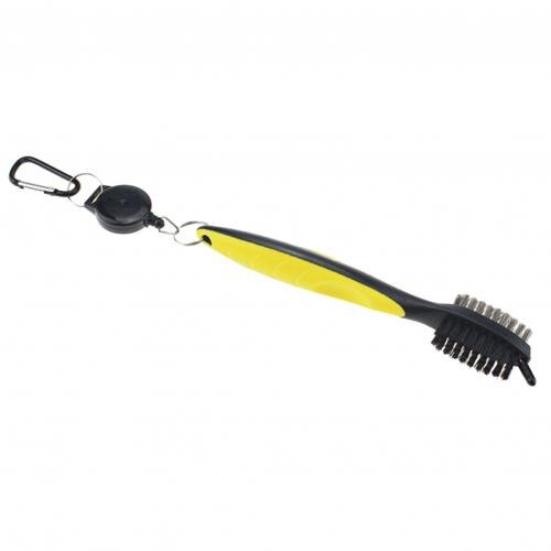 Escova para limpeza de tacos de golfe, escova com 2 lados para limpeza de ranhuras em cunha, kit de limpeza, ferramenta de limpeza, peças para esportes ao ar livre: YELLOW