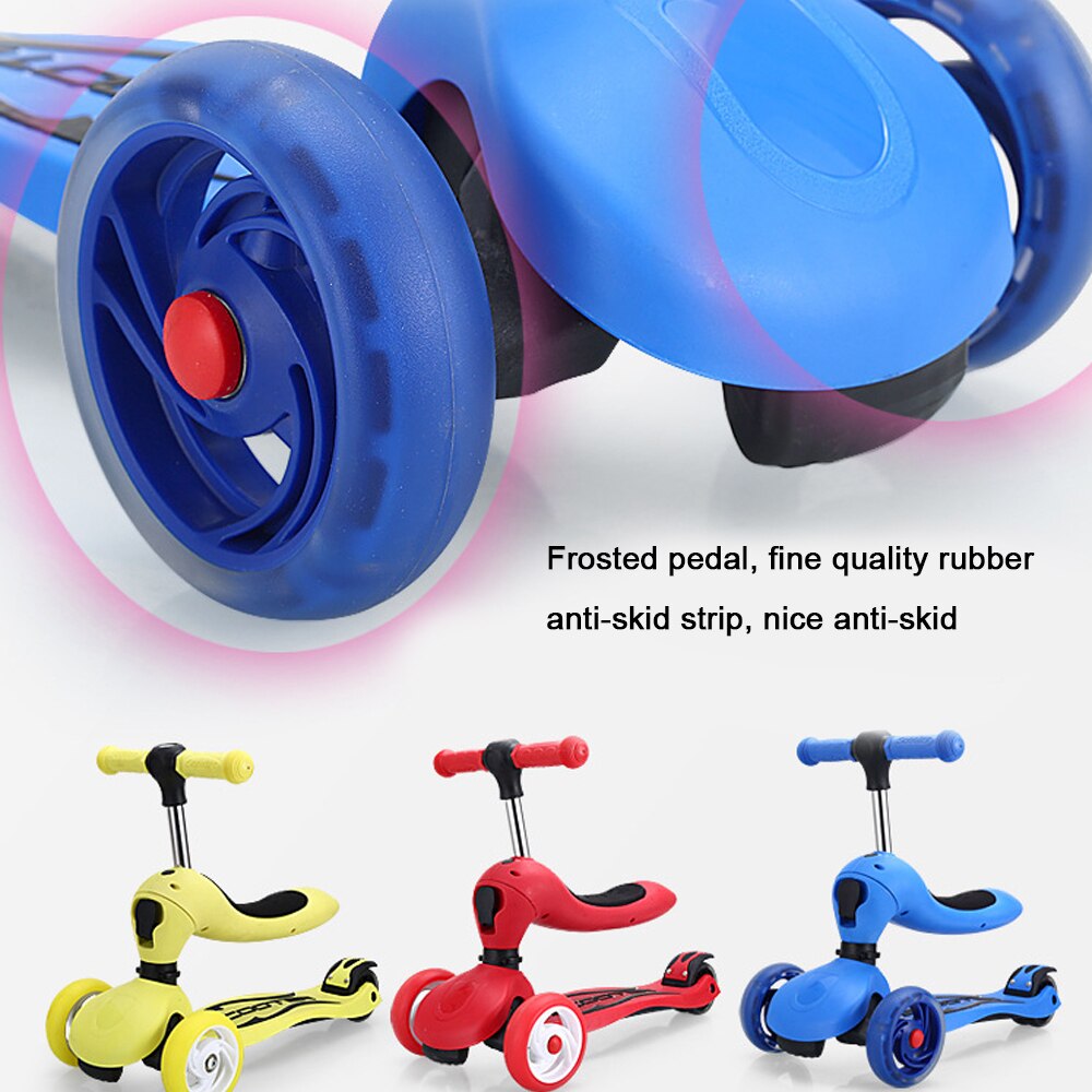 Children's Scooter Sitting And Standing Sliding 2 In 1 With 4 Wheel Sitting 1-8 Years Old Scooter Baby Foldable Colorful Scooter