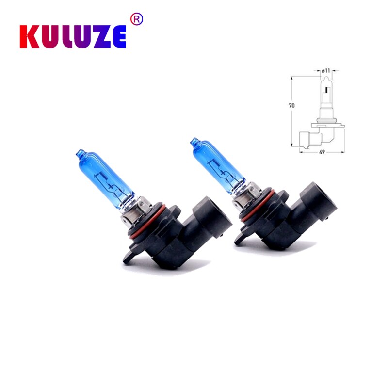 KULUZE 2pcs 9012 HIR2 12V55W Super White Halogen Lights 100W Car Headlights Quartz 9012LL PX22d Headlight Lamps Bulbs