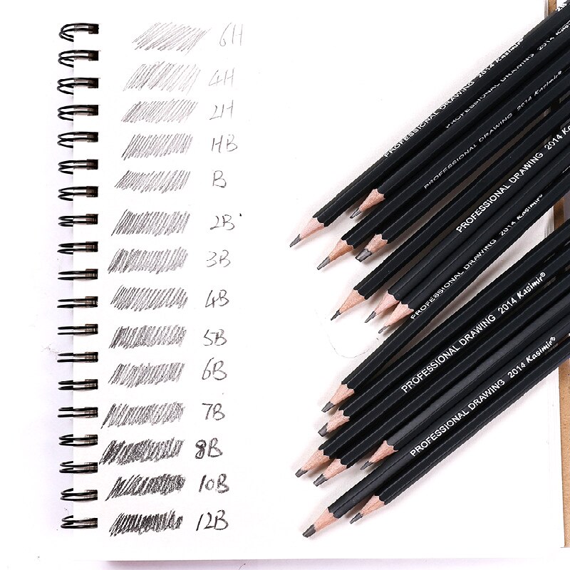 14pcs/Box Kasimir Drawing Pencil Set Art Sketch Thick Lead HB 2H 4H 6H B 2B 3B 4B 5B 6B 7B 8B 9B 10B 12B Pencils for School