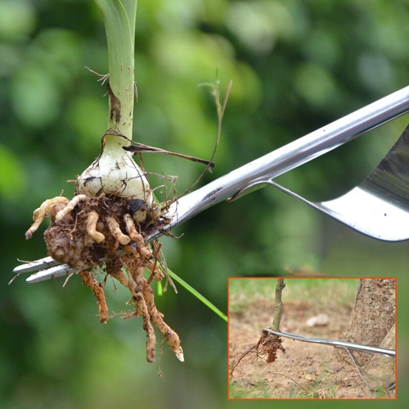 GTBL 3PCS Gardening Ripper Stainless Steel Root Remover Weeder Root Excavator Seedling Fork Weeding Shovel Tool