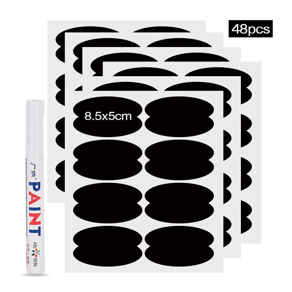 48 stk/sæt køkken vandtætte krydderier etiketter klistermærker flasker syltetøjsglas krydderi klistermærker arrangør krukker tavle tags wallsticker: Default Title