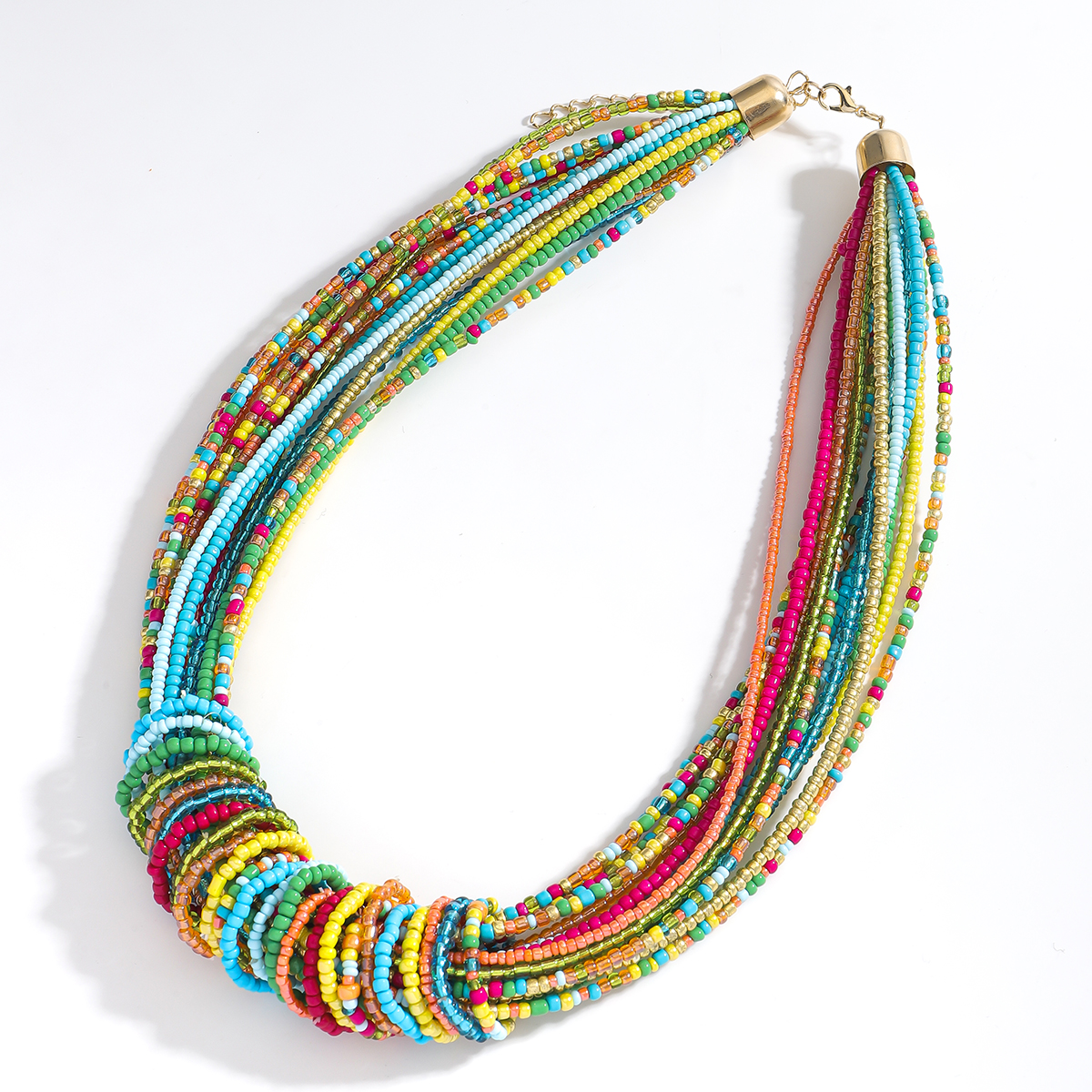 Collar bohemio de cuentas de arroz multicapa colorido para mujer, Color caramelo Vintage, vacaciones de verano, abalorio de playa, de joyería