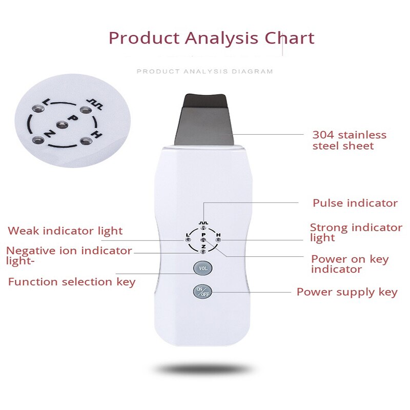 Ultrasonic Vibration Face Care Tools Negative Ion Face Beauty Device Remove Blackheads Skin Scrubber Cleansing Massage Machine