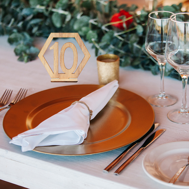10Pcs 1-20 Houten Tafel Nummer Hexagon Hout Zitplaatsen Plaats Kaarten Verjaardagsfeestje Decoratie Bruiloft Engagement Seat Nummers borden