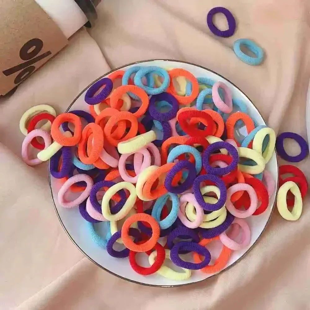 50/100/300 Uds Mini bandas elásticas coloridas para el cabello para niñas accesorios para el cabello diadema de nailon soporte para cola de caballo para niños adorno Scrunchie: S / Champán