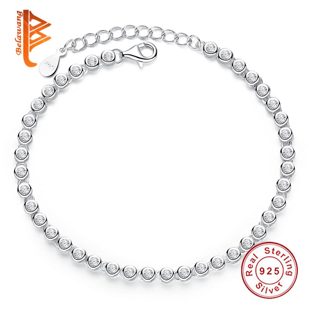 Thanksgiving 925 Sterling Silver Tennis Bracelet & Bangle with CZ For Women Link Chain Bracelets Luxury Jewelry