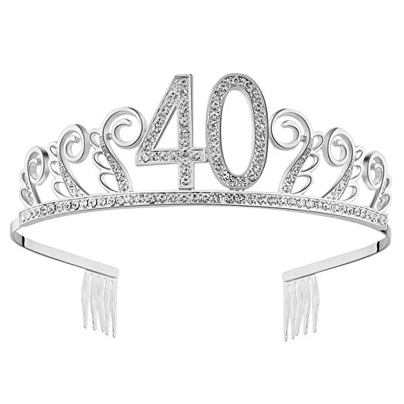 30th 40th 50th Milestone Birthday Party Crown Party Hat Adult Birthday Party Decor 30 40 50 Years Anniversary Party Favor Supply: 1pcs 40 crown