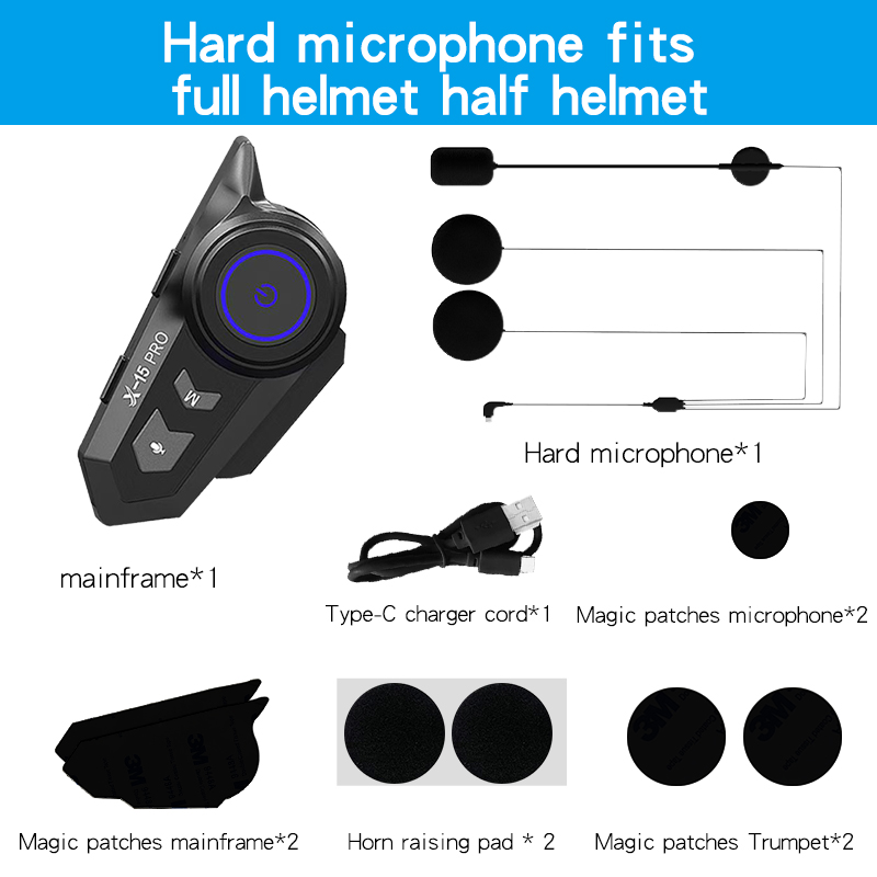 Motorcykelhjälm bluetooth-intercom trådlös bluetooth 5.2- headset stöder vattentäta hörlurar med 400m-600m högtalare och stöd för flera scener: Röd