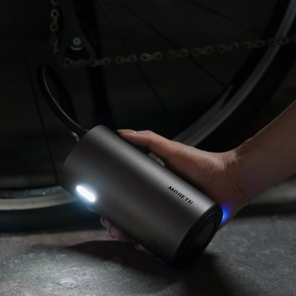 Mojietu bærbar smart digital dæktryksdetektion type c opladning elektrisk pumpepumpe til cykel motorcykel bil fodbold