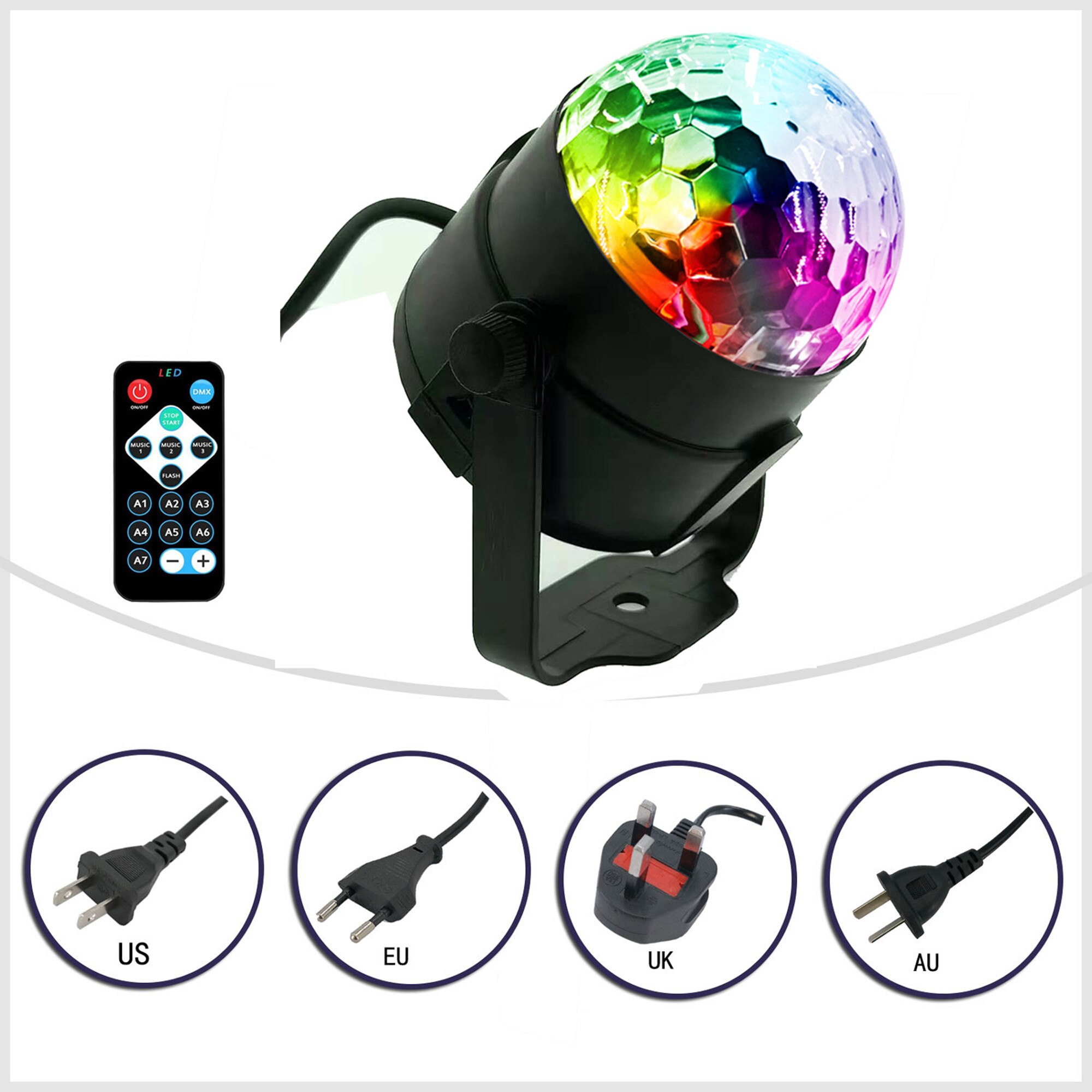 Sound Activated Roterende Disco Ball Dj Party Verlichting 3W 3LED Rgb Led Podium Verlichting Voor Kerst Bruiloft Geluid Party lichten