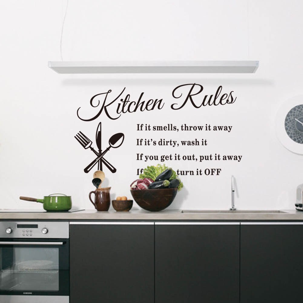 Muurstickers Kitchen rules door sign pvc vinyl quotes lettering words wall stickers Kitchen Room decoration home decor decal art
