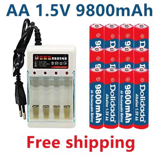 Tag aa batteri 9800 mah laddningsbart batteri  aa 1.5 v laddningsbara alcalinas drummy + gratis shopping