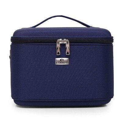 Make Up Bag Women Shoulder Cosmetic Case Female Beauty Brush Waterproof Makeup Box Toiletry Suitcases: L navy