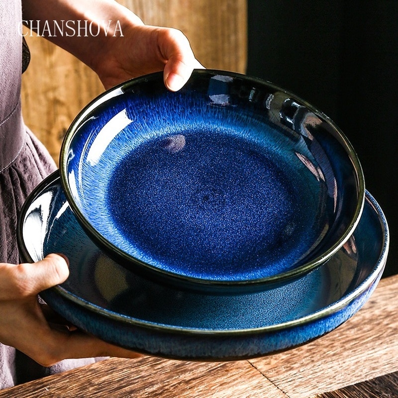 CHANSHOVA – four chinois traditionnel, grandes assiettes à salade en céramique, vaisselle ronde en porcelaine, plateau à Dessert H230
