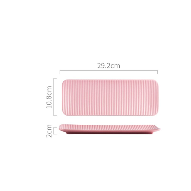 Rechthoekige sushi-dessertborden, eenvoudig herbruikbaar servies, keramisch magnetronbestendig steakbarbecuebord, huishoudelijke keukenbenodigdheden: Roze-l -2
