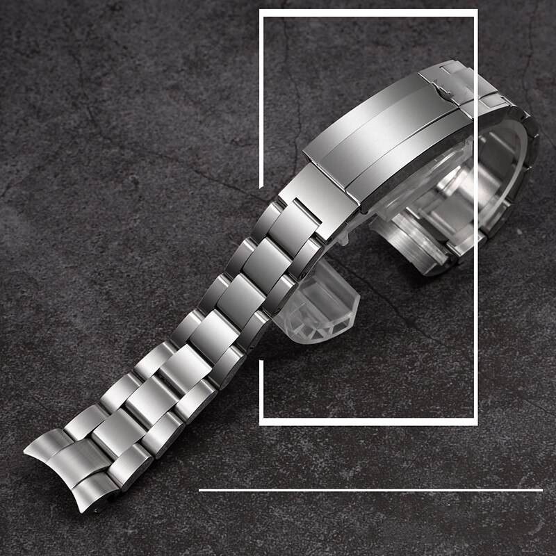 Klassieke 316L 20 Mm 21 Mm Geborsteld Zilver Roestvrij Staal Horlogeband Voor Submariner Gebogen End Glidelock Armband Mannen 'S