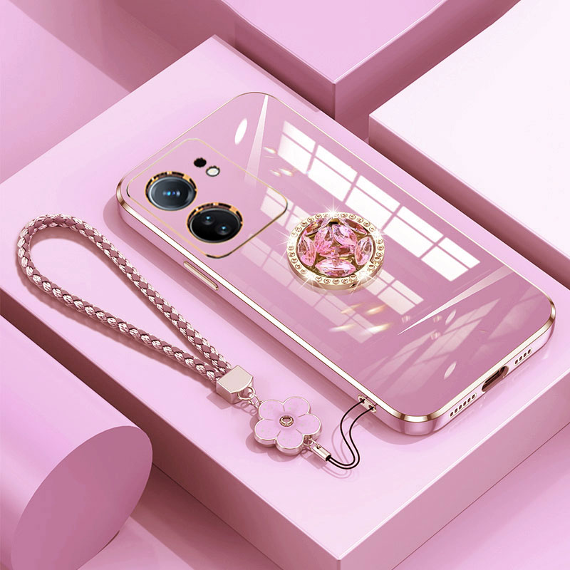 Redmi 13C 4G funda de lujo con anillo de diamante para Xiaomi Redmi 13C 13 C 12C 10C 9C funda de teléfono con cordón chapado redmi13C: Neopreno / Rosa