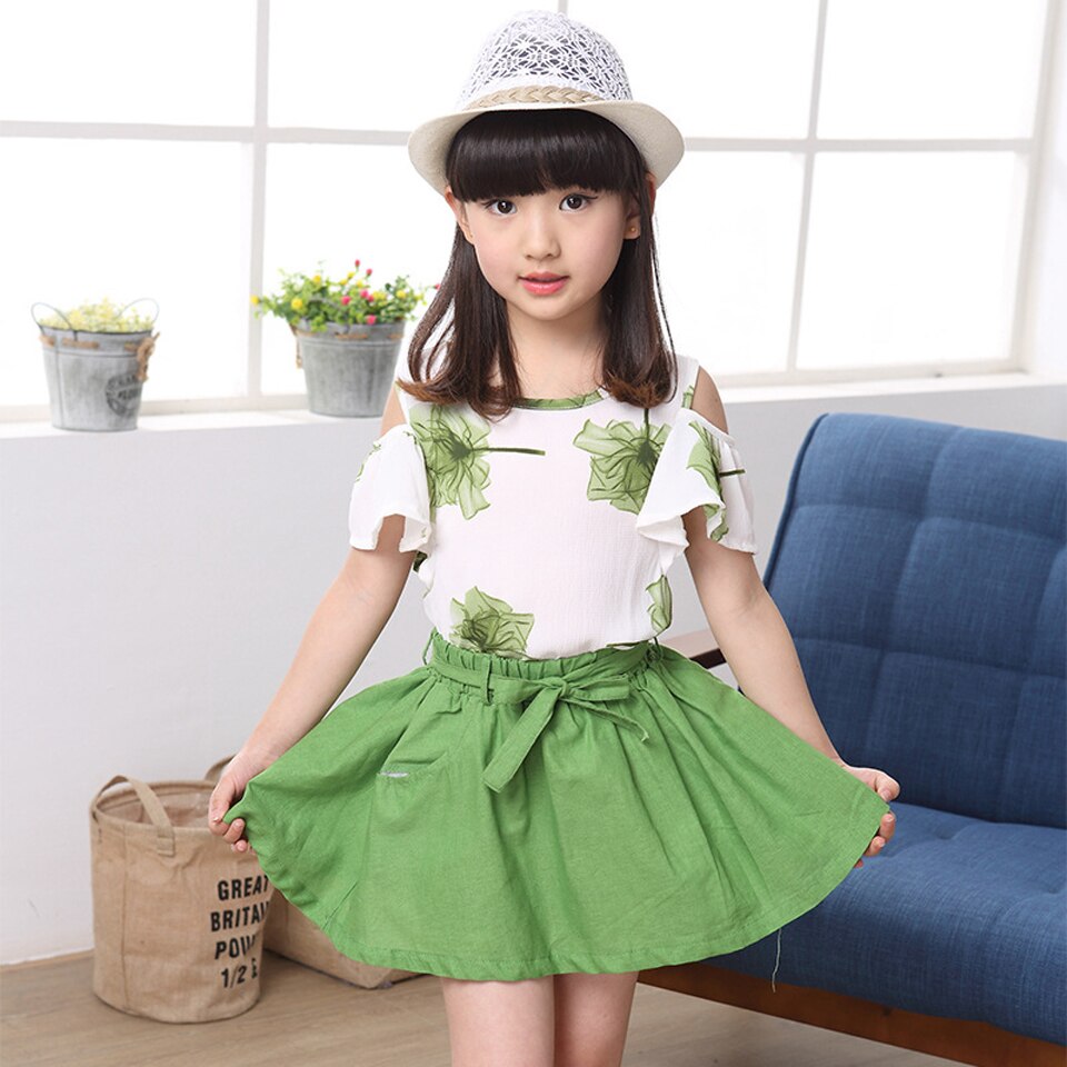 Summer Teenage Girls Suit Girl Clothing Set Kids Short Sleeve Princess Children Clothes Sets Outfits 5 6 8 9 10 11 12 Years