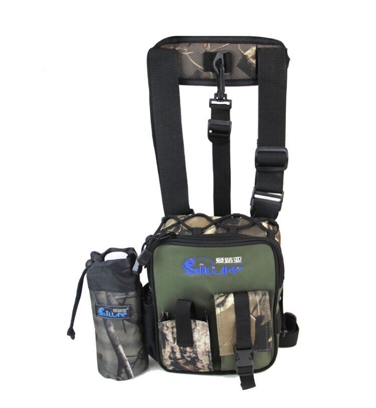 Uk vattentät canvas fiskeredskap väska pack midja skuldra lockspö förvaringsväska: Guld-