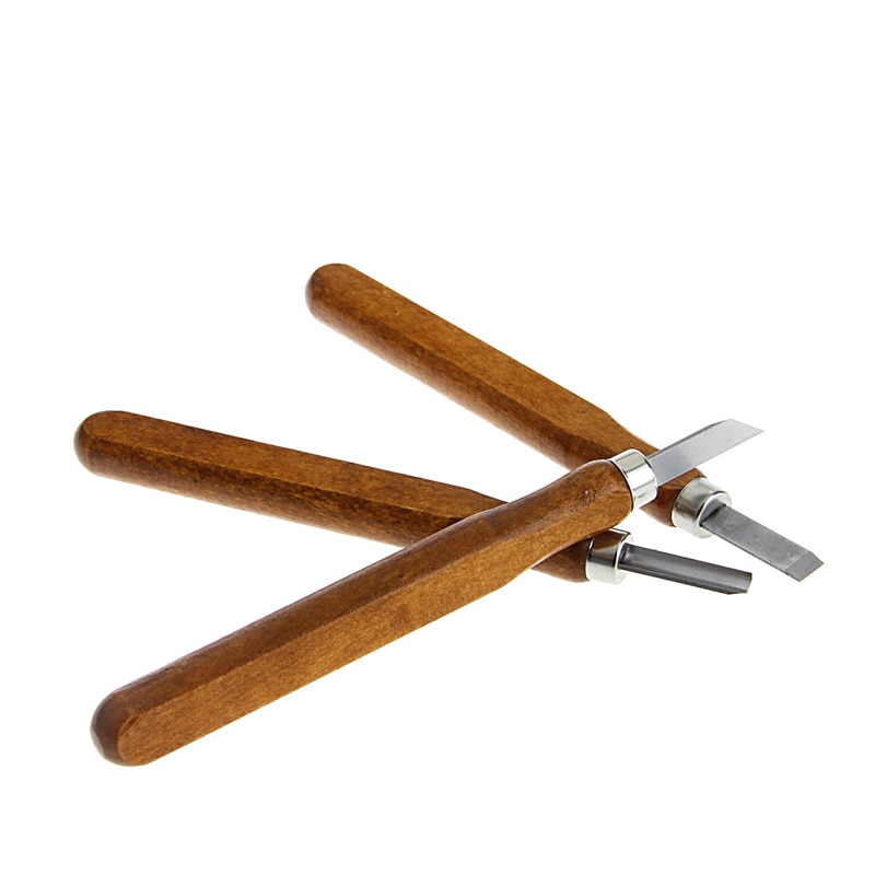 3Pcs Wood Sculpture Tool Set Mini Chisel Steel Blades Asstorted Wooden handle R9JF