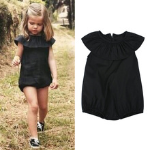 Afslappet flæser sort romper til børn baby pige tøj legetøj jumpsuit outfit soldragt 1 to 5 år