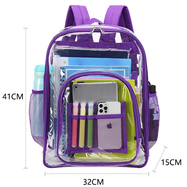 TINTAT-Mochila de PVC transparente para mujer, morral escolar de viaje, bolsa para niñas: T9059 purple