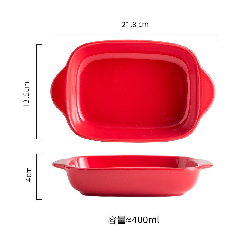 Yellow/Red/Blue/Green/Grey/Pink 400ml/500ml Fruit Salad Bowls Ceramic Tableware Tray Decorative Living Room Plates: 400ml Red