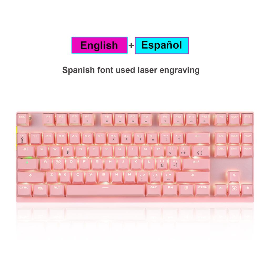 Genuíno motospeed 2.4g sem fio modo duplo gaming teclado mecânico 87 receptor usb chave led retroiluminado teclado para computador gamer: ROXO / Interruptor vermelho