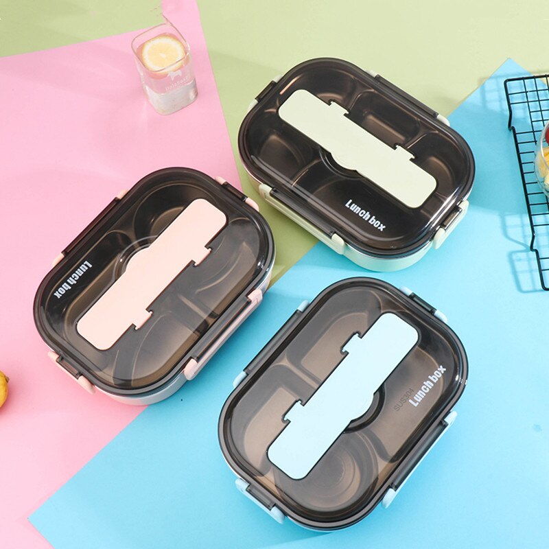 1300ml Stainless Steel 304 Lunch Box With Soup Bowl Leak-Proof Bento Box Dinnerware Set Microwave Adult Student Food Container