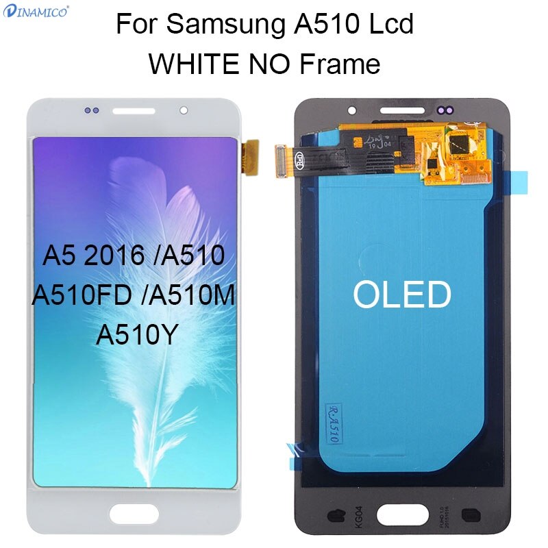 Dinamico A5 2016 wyświetlacz robić Samsung galaktyka A510 Lcd ekran dotykowy wymiana Digitizer zgromadzenie A510M A510F wyświetlacz z ramką