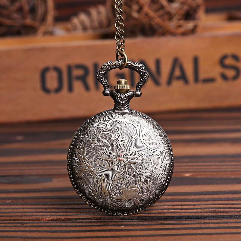 Classic pattern large clamshell thin chain pocket watch shell hollow embossed 12 Zodiac snake figure pocket watch