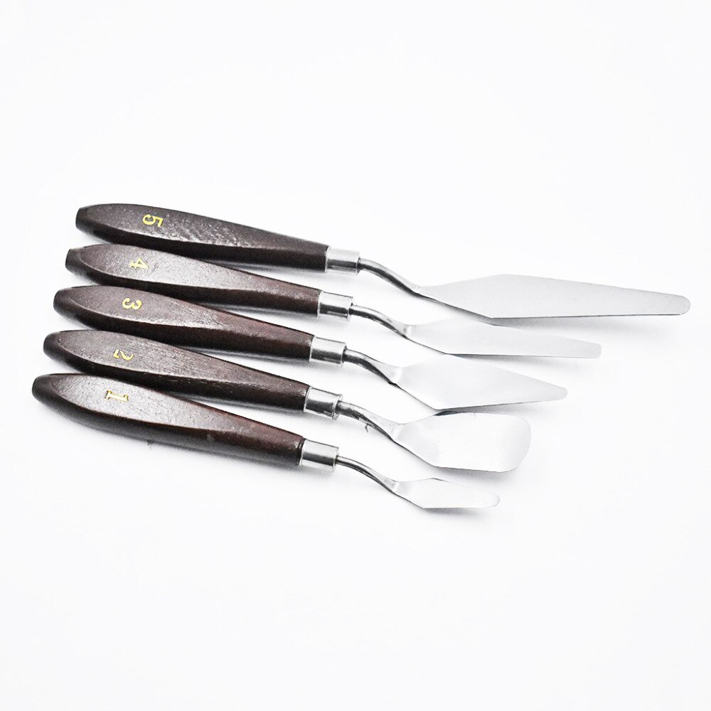 Palette Scraper Set Stainless Steel Palette Spatula Knives For Artist Oil Painting Tool Painting Knife Blade With Wooden Handle