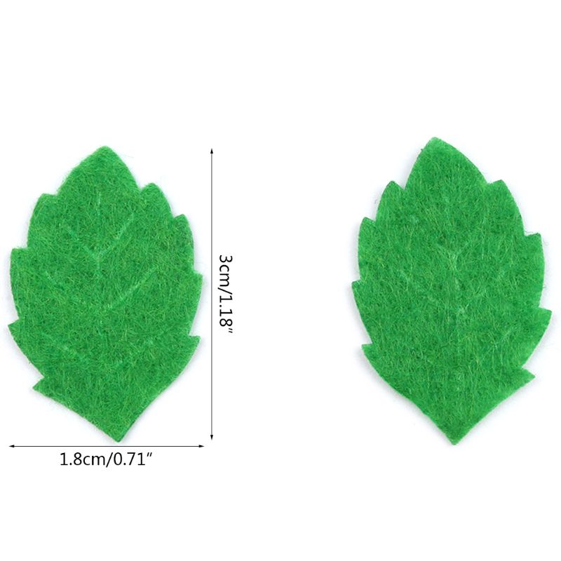 200pcs Green Leaves Leaf Card Making Decorating DIY Sewing Crafts Handcraft Applique Wall Stickers 30mm