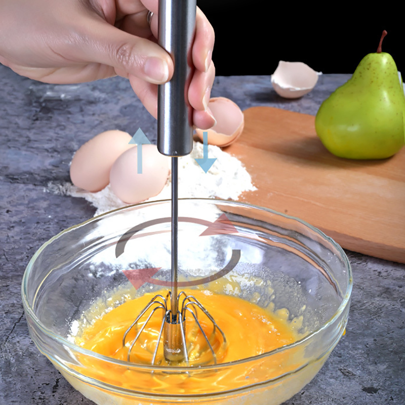 Semi-Automatic Egg Beaters Stainless Steel Egg Beater Blender Practical Hand Push Mixer Cooking Kitchen Utensil