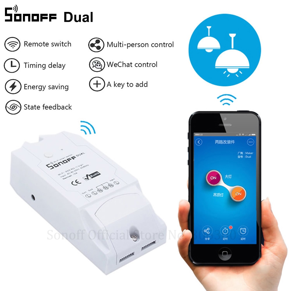 Sonoff Dual 2CH Wifi Smart Switch Thuis Afstandsbediening Draadloze Schakelaar Universele Module Timer Wifi Schakelaar Smart Home Controller