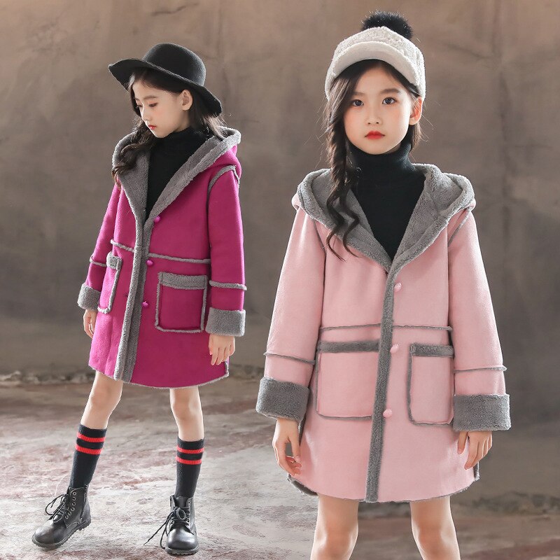 neue Herbst Winter Wolle Mantel Rosa verrotten Warme Lange Jacke Für freundlicher Mantel Mädchen Wolle Mantel Windbreaker