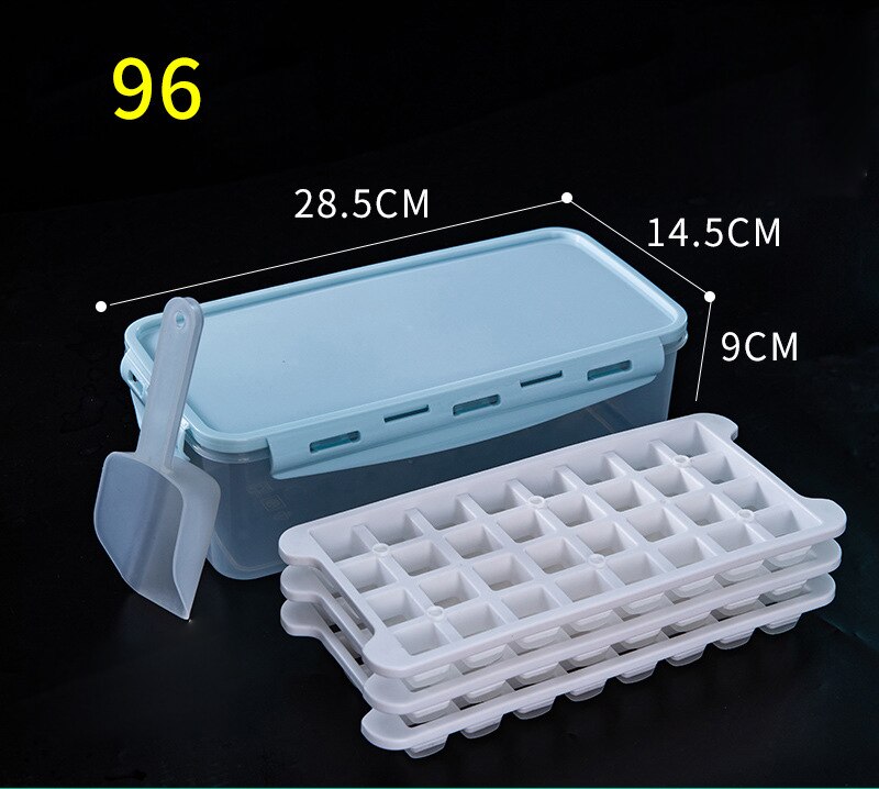Ice Cream Mold 4 Layers 128 Soft Bottom Silicone Home Refrigerator Freezer DIY Kitchen Ice Cube Maker Drink Mold with Lid: 3 Layers 96 Gird