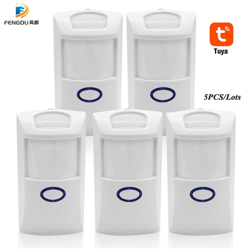 Tuya Smart WiFi Infrared Detectors Motion Sensor Alarm Compatible Wireless Home Security System With Tuya APP Smart Life APP: 5PCS