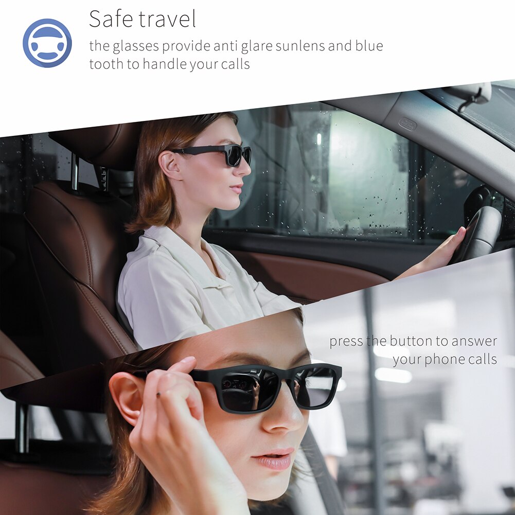 Gafas de Audio inteligentes con Bluetooth para coche, Auriculares inalámbricos con Bluetooth inteligente para deportes, accesorios usables