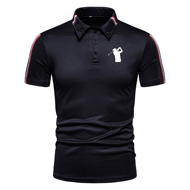 Polo shirts casual slim effen farve business heren toppe mannen kledingt-shirt: Sort / Xxl
