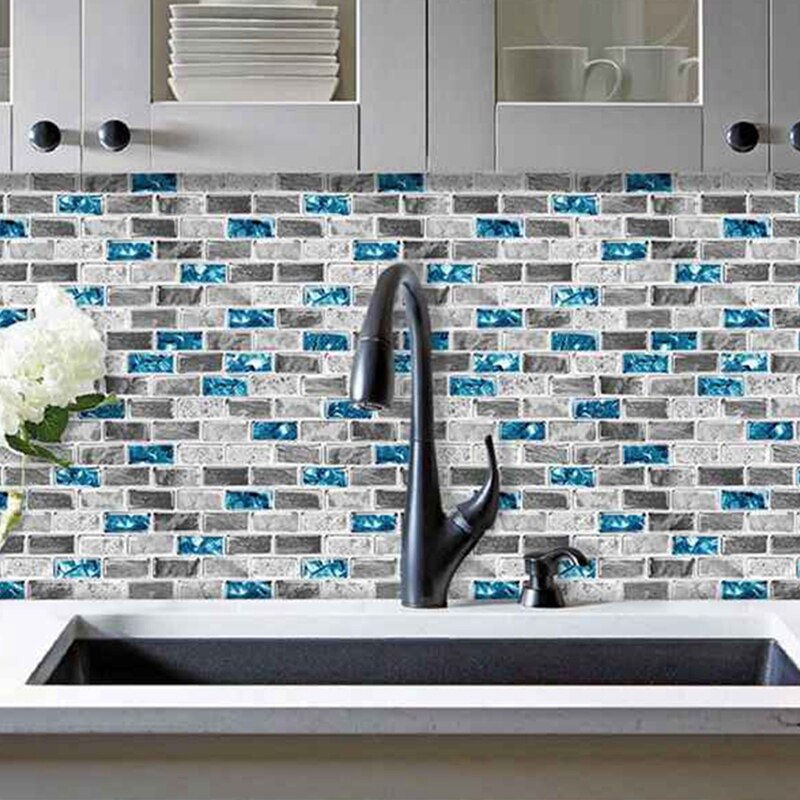 Kitchen Backsplash Self-Adhesive Textured Tile Stick On Vinyl Tiles Decorative Wall Tile For Kitchen Bathroom Laundry