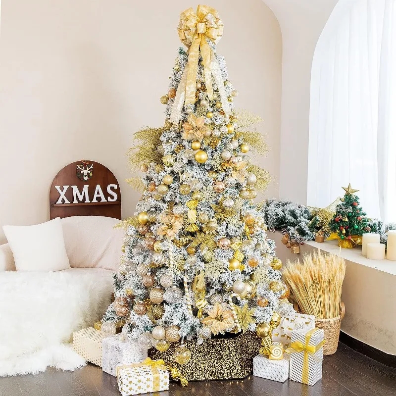 8cm/12pz impostato di palline di natale dipinte con paillettes luccichio oro argento decorazioni pendenti in plastica per la casa ornamento dell'albero di natale