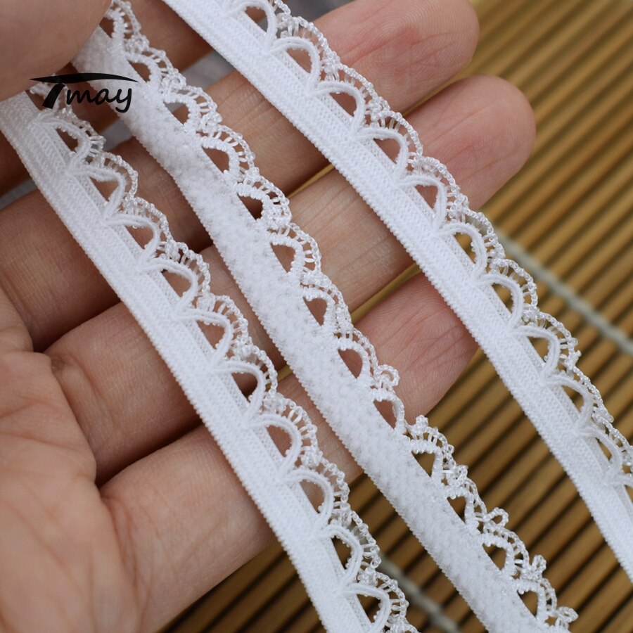 #1598 hvide farve skinnende kammuslinger elastiske bånd til kvindebukser bånd elastisk blonder trim bånd 8 yards / lot linning bånd