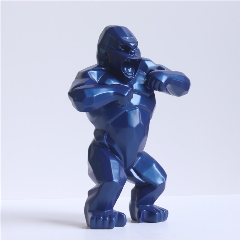 Statue de roi Kong avec baril en résine de 20cm, décoration pour la maison, gorille, bureau, salon, sculpture en noir et blanc: 06