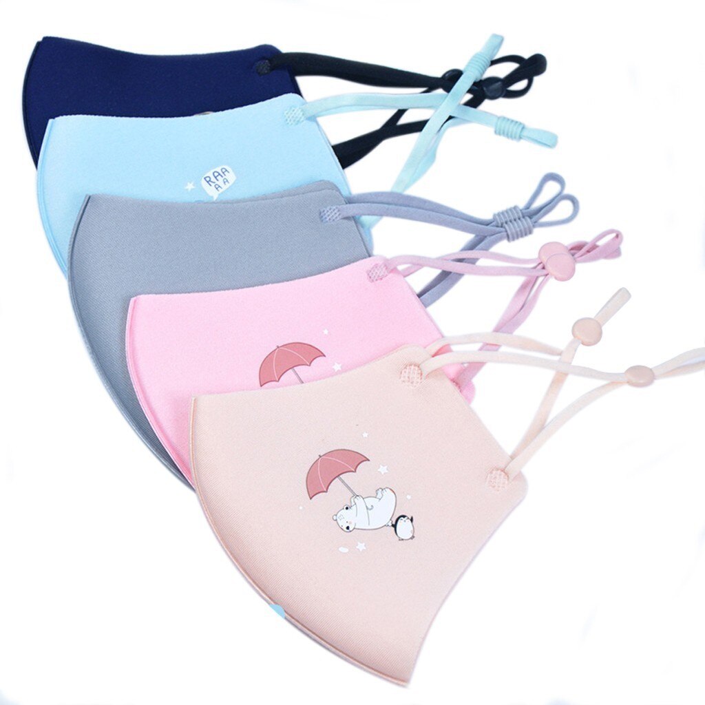 5pcs Children Ski Fasemask Dustproof Reusable Fabric Bandana Cute Cartoon Animal Printed Masque Bandana