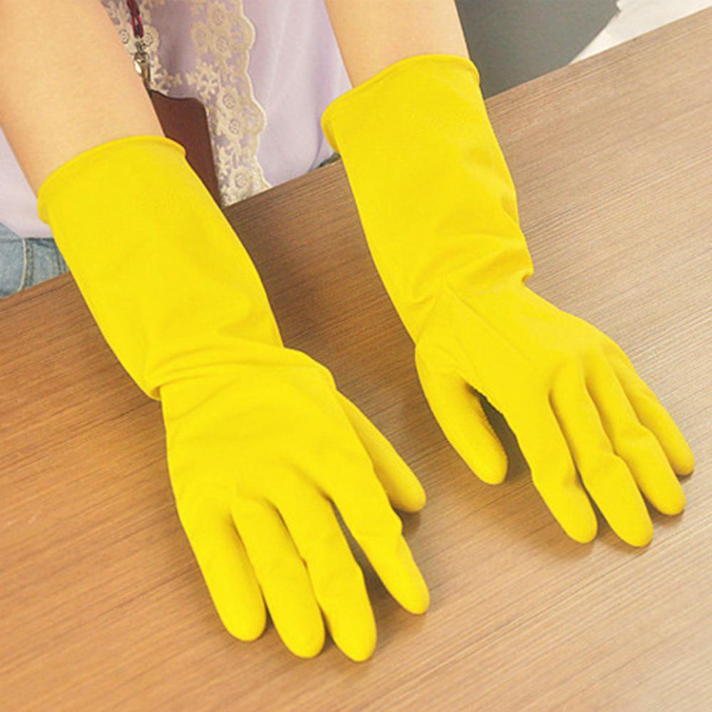 Guantes largos de goma para limpieza de platos, guantes de mano para el hogar, utensilios para el baño, Q3
