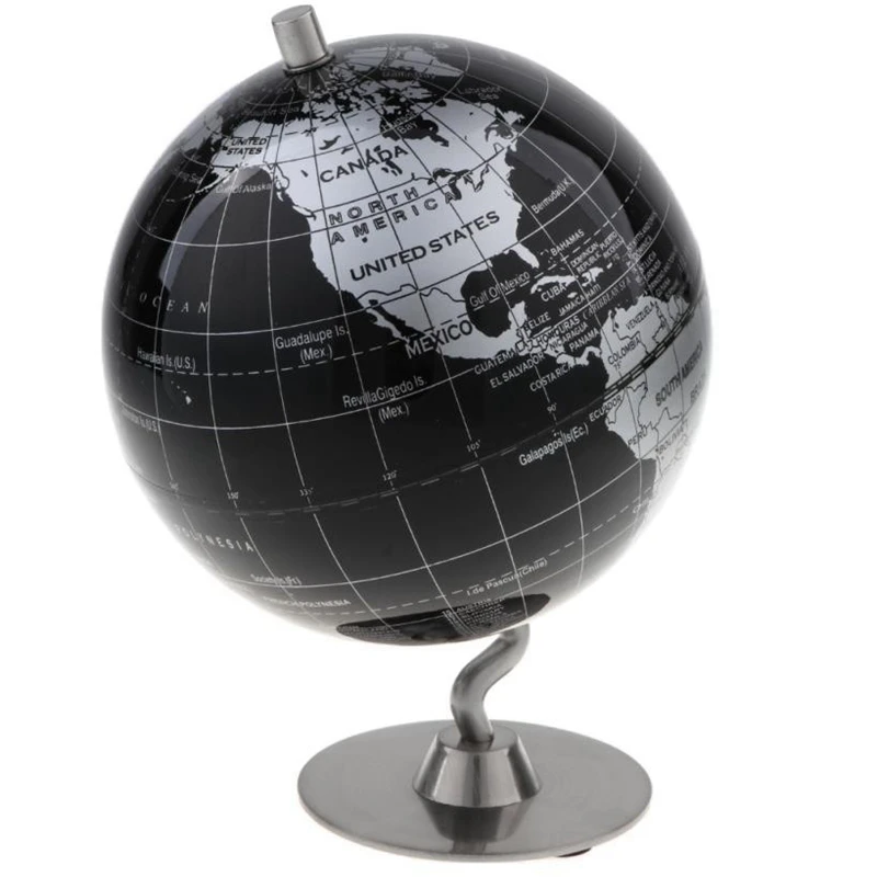 Globo do mundo do Desktop, acessórios Home Retro da decoração, luz da terra, ornamentos luxuosos do globo, mapa do mundo, escritório da geografia, 14cm