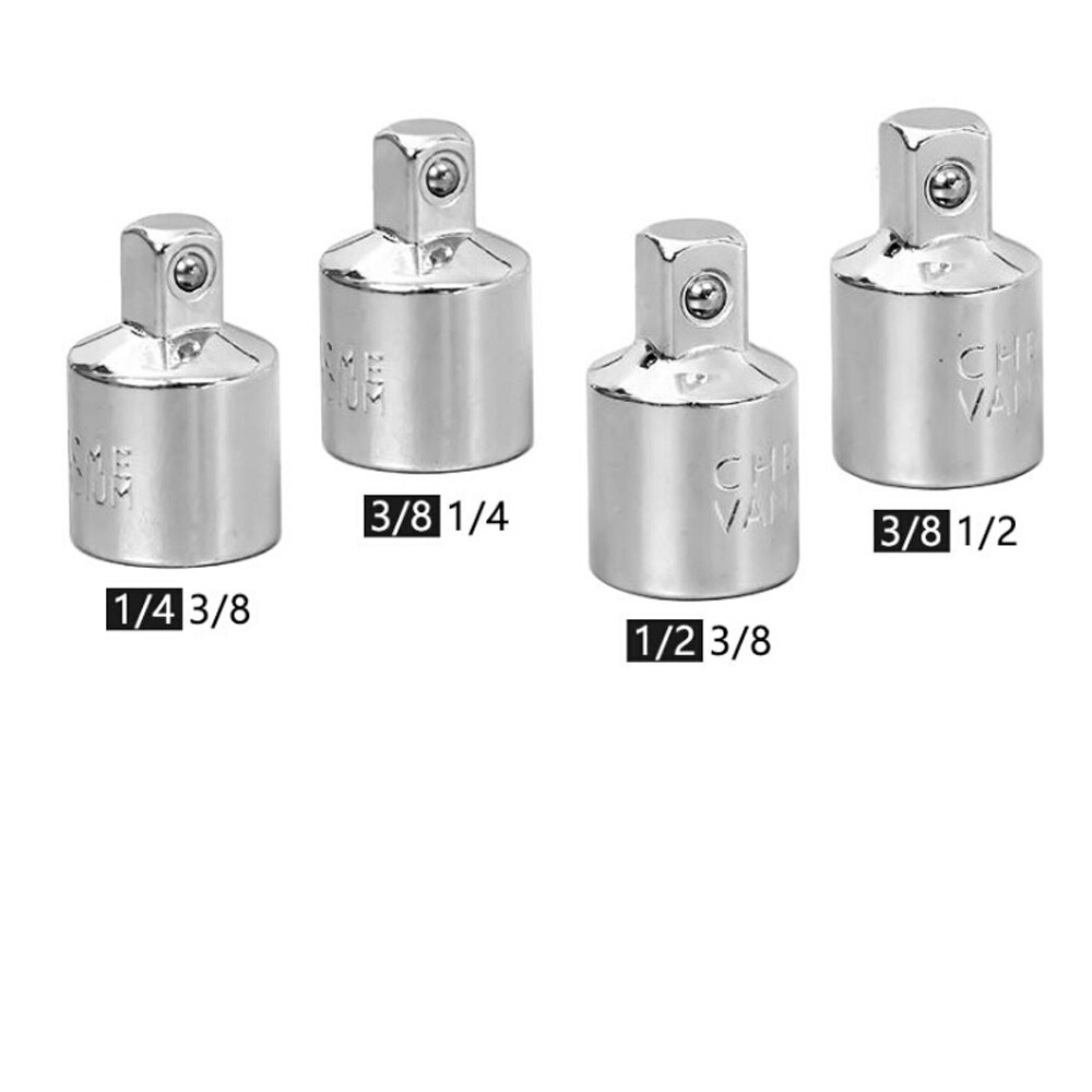 Adaptador de enchufe de unidad, reductor de impacto de aire, artesanal, adaptador de llave de tubo, conjunto de herramientas de mano, 1/4, 3/8, 1/2, 4 Uds.: Plata