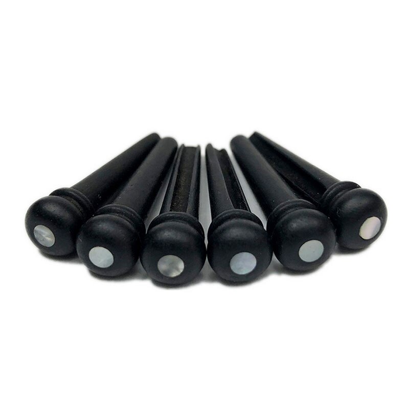 6Pcs Bone Guitar Bridge Pins Ebony Bone Rosewood Bridge Pin for Acoustic Guitar with Pearl Shell Brass Circle Guitar Accessories: Ebony E